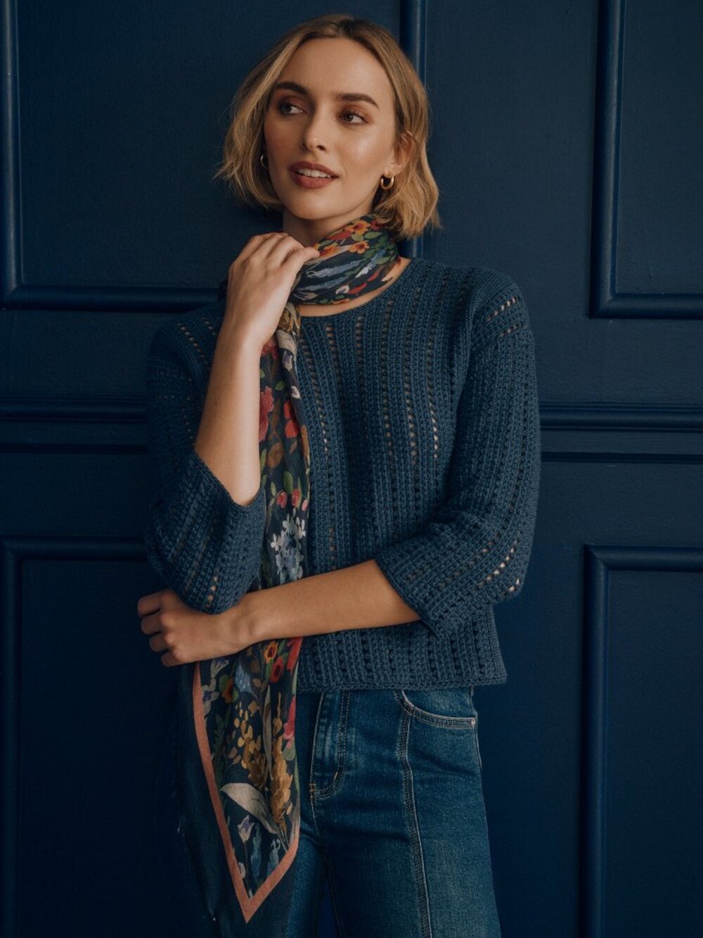 J McLaughlin Keira Sweater - Heather Dark Denim NEW